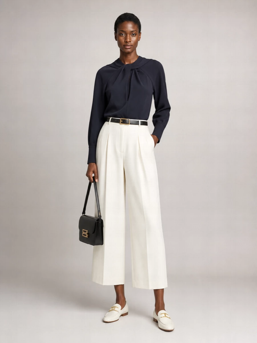 Victoria Beckham High-Rise Pleated Wide-Leg Trousers