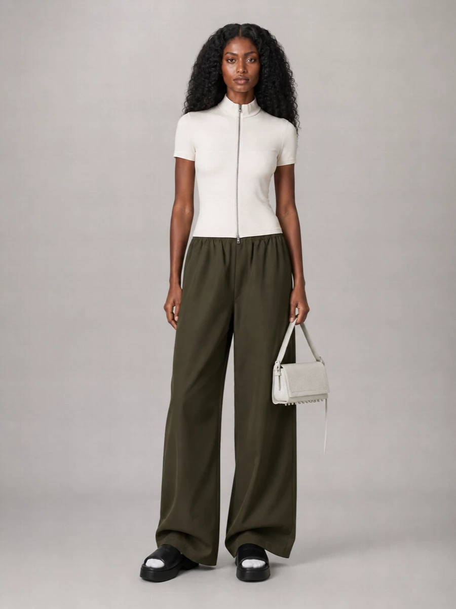 Alexander Wang Cotton High-Rise Wide-Leg Trousers