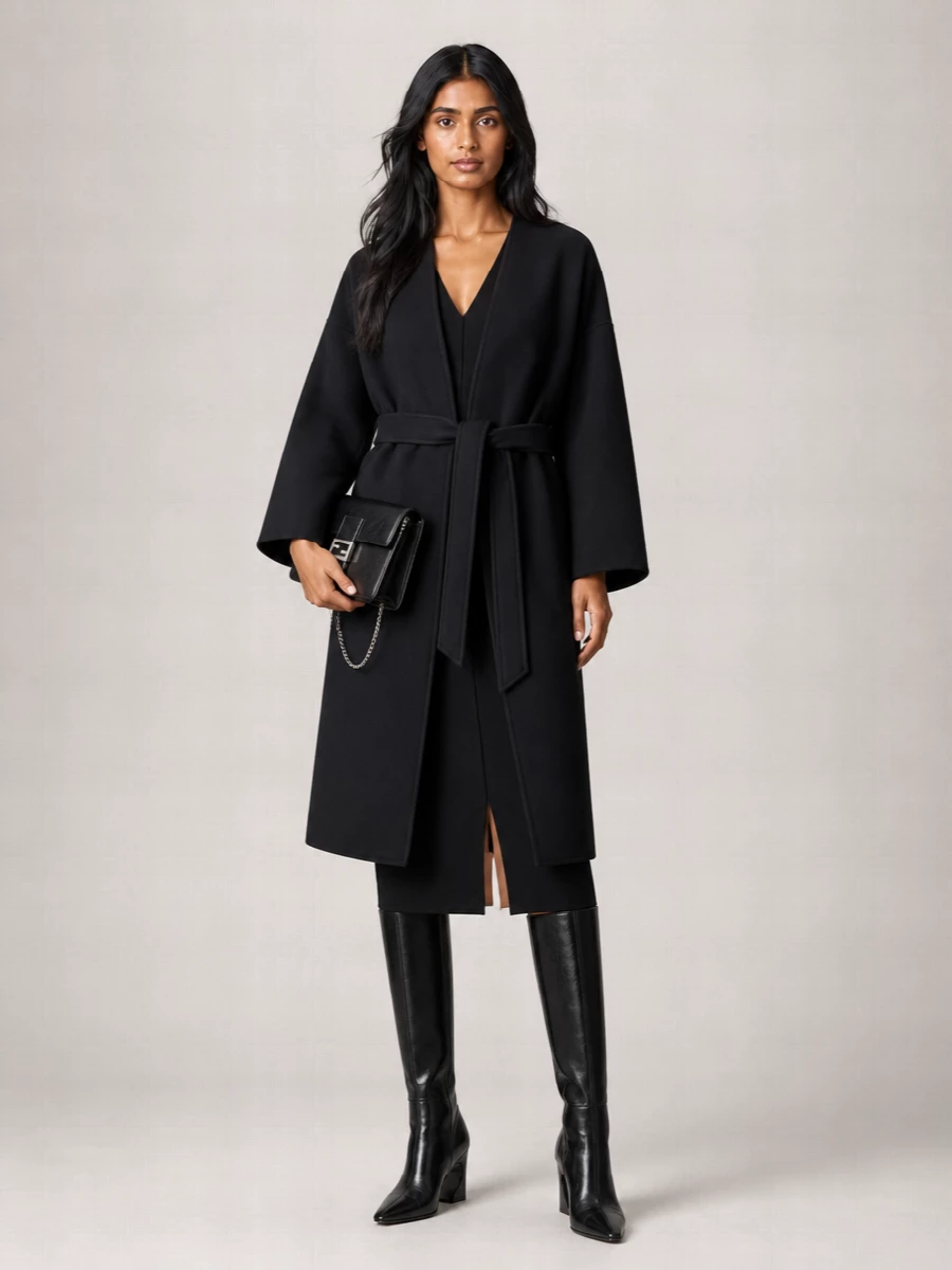 Fendi Wool Belted Midi Coat