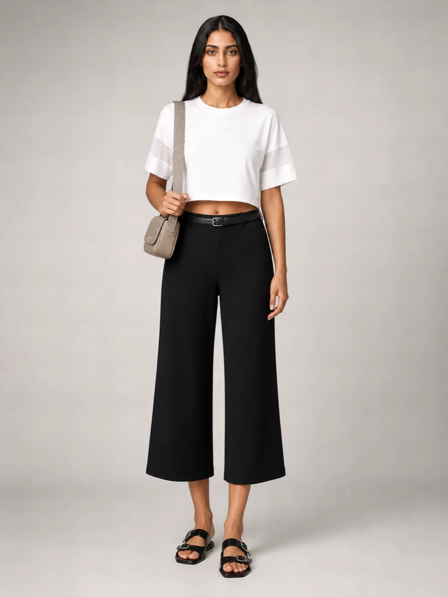 Emporio Armani Cotton Wide-Leg Trousers