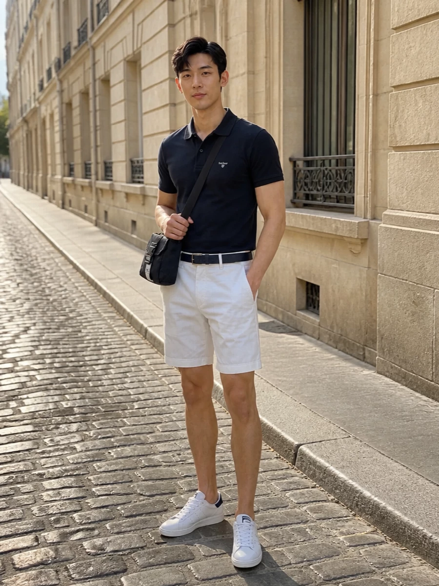 Barbour polo white ralph lauren shorts outfit