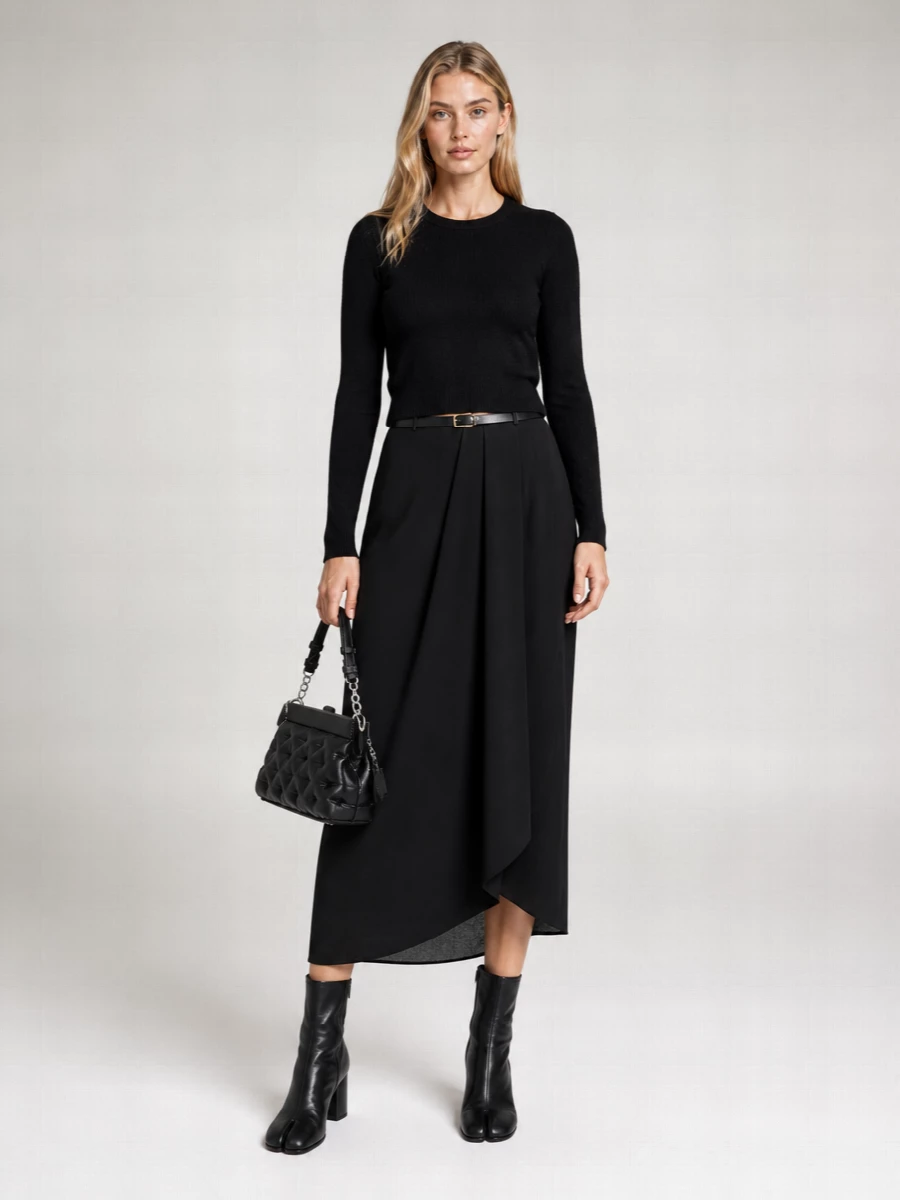 Maison Margiela Silk Draped Maxi Skirt