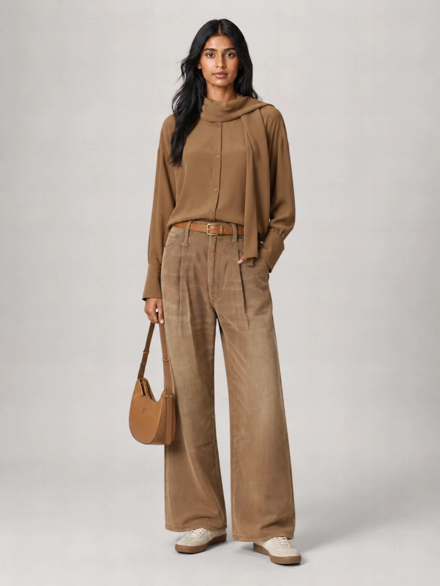 R13 Denim High-Rise Pleated Wide-Leg Jeans