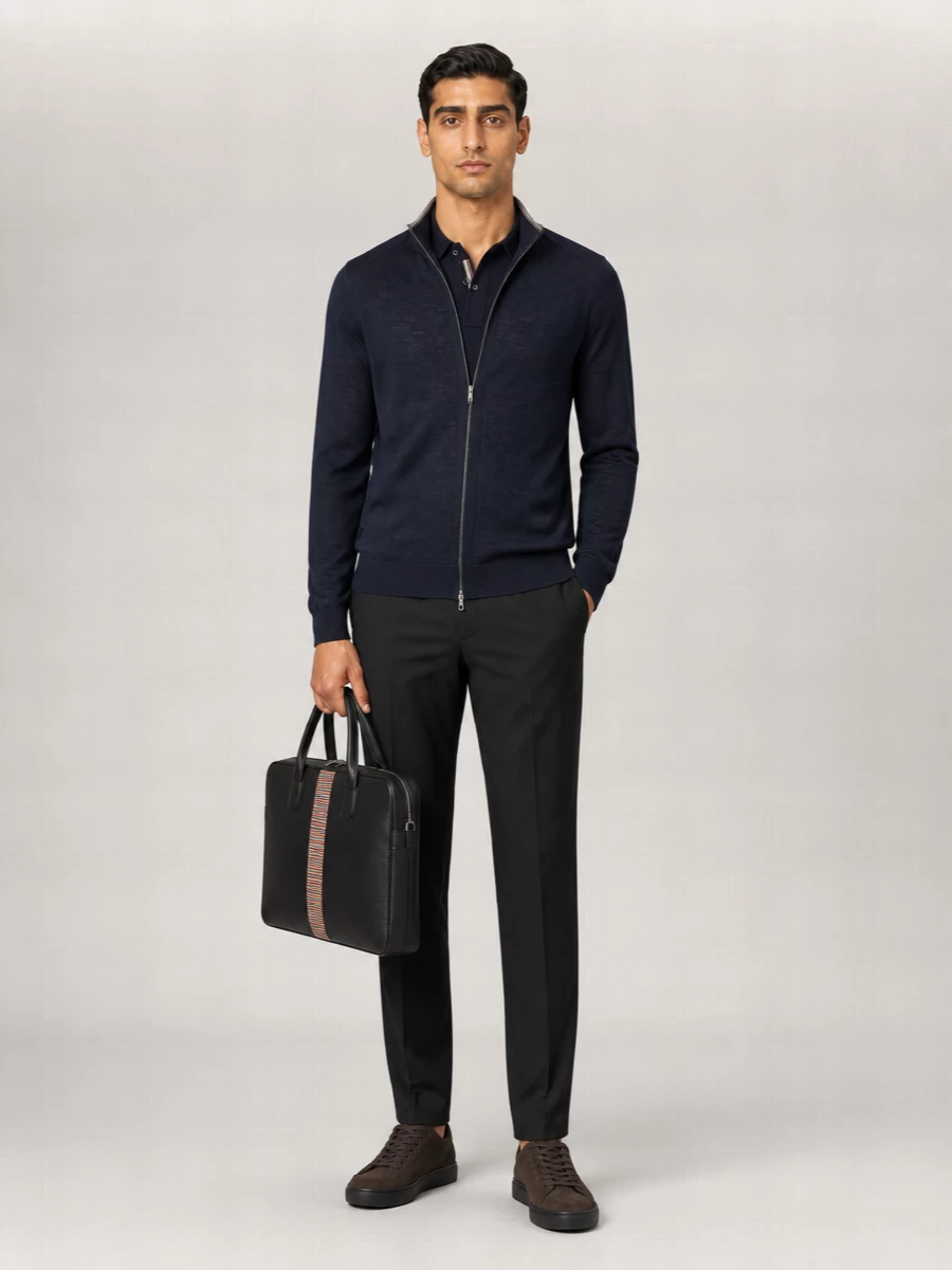 Paul Smith Merino Wool Zip-Up Cardigan