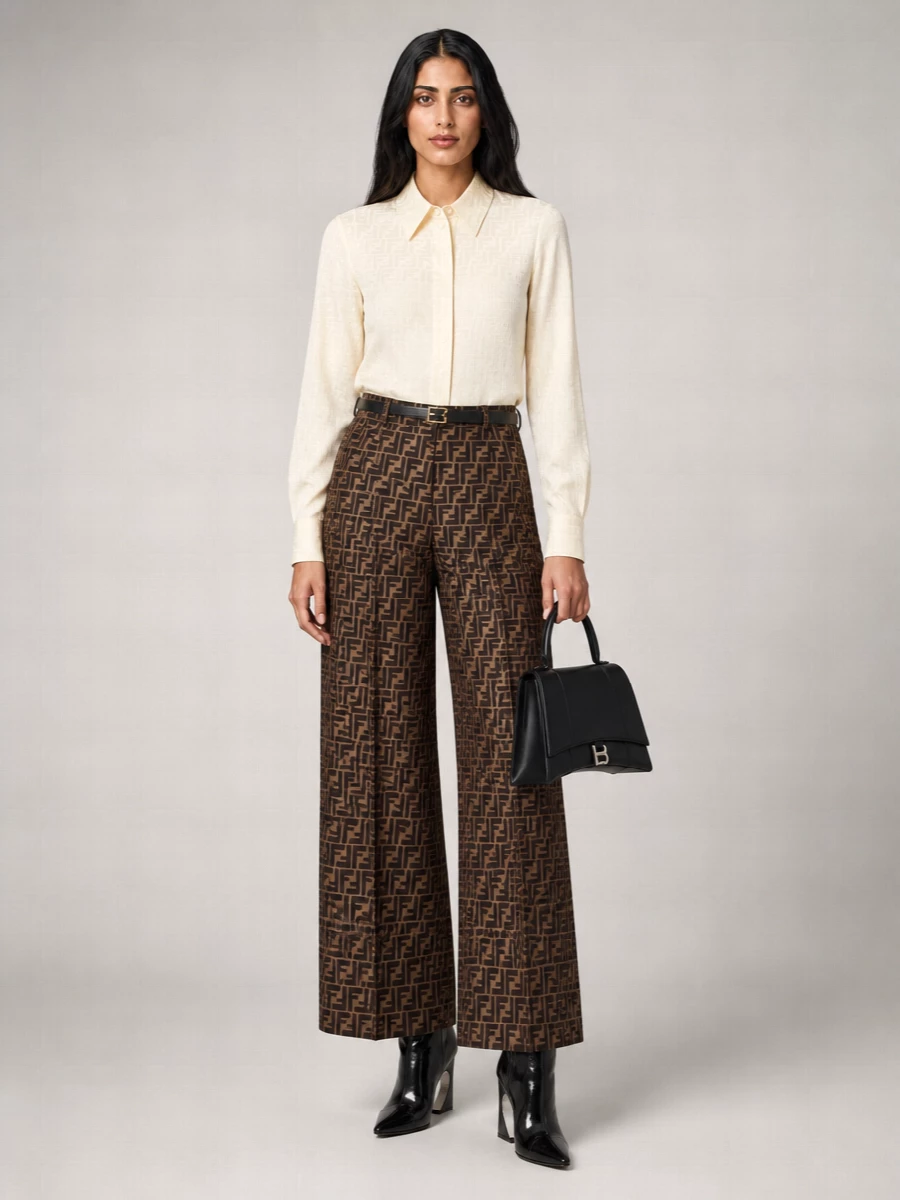 Fendi Silk High-Rise Wide-Leg Trousers