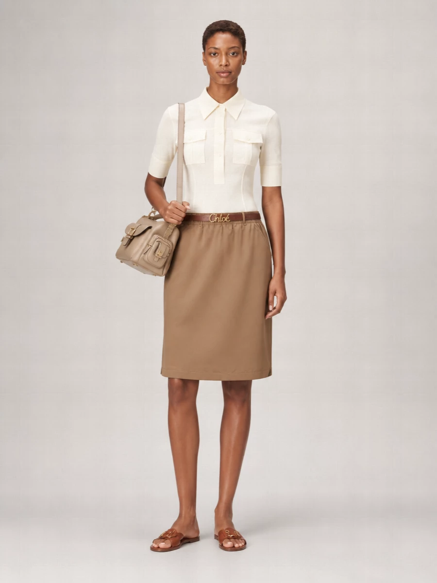 Chloé Linen-Blend Straight Midi Skirt