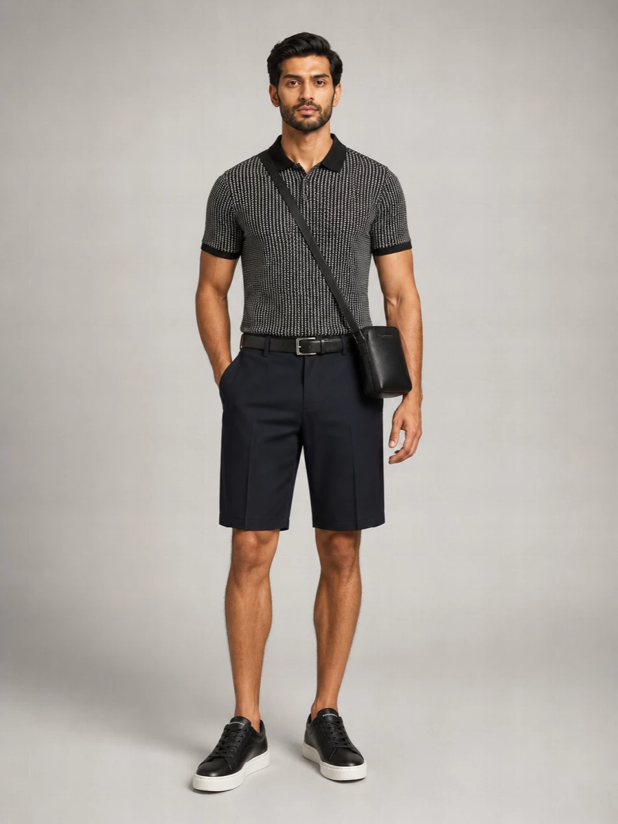 Emporio Armani Geometric Print Short-Sleeve Polo Shirt
