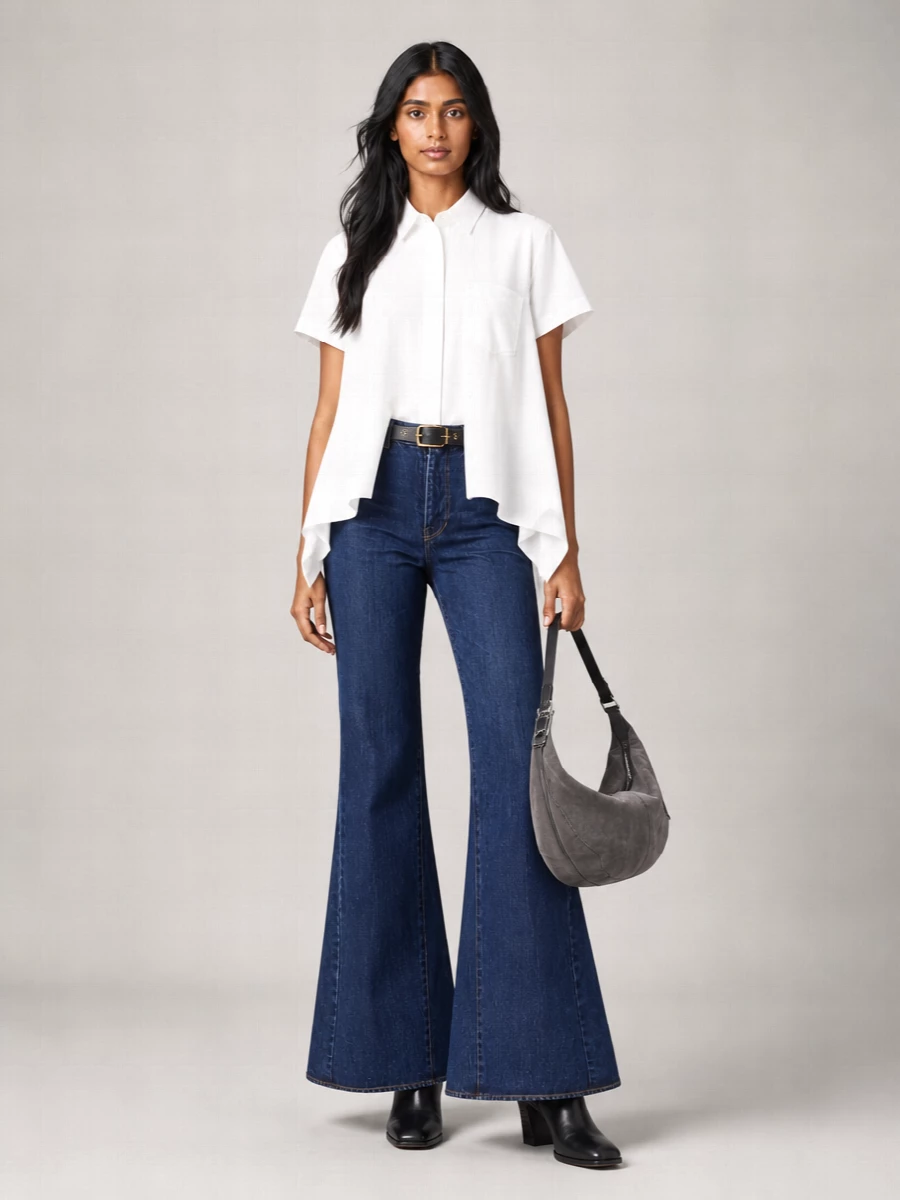 Sacai Denim Mid-Rise Flared Jeans