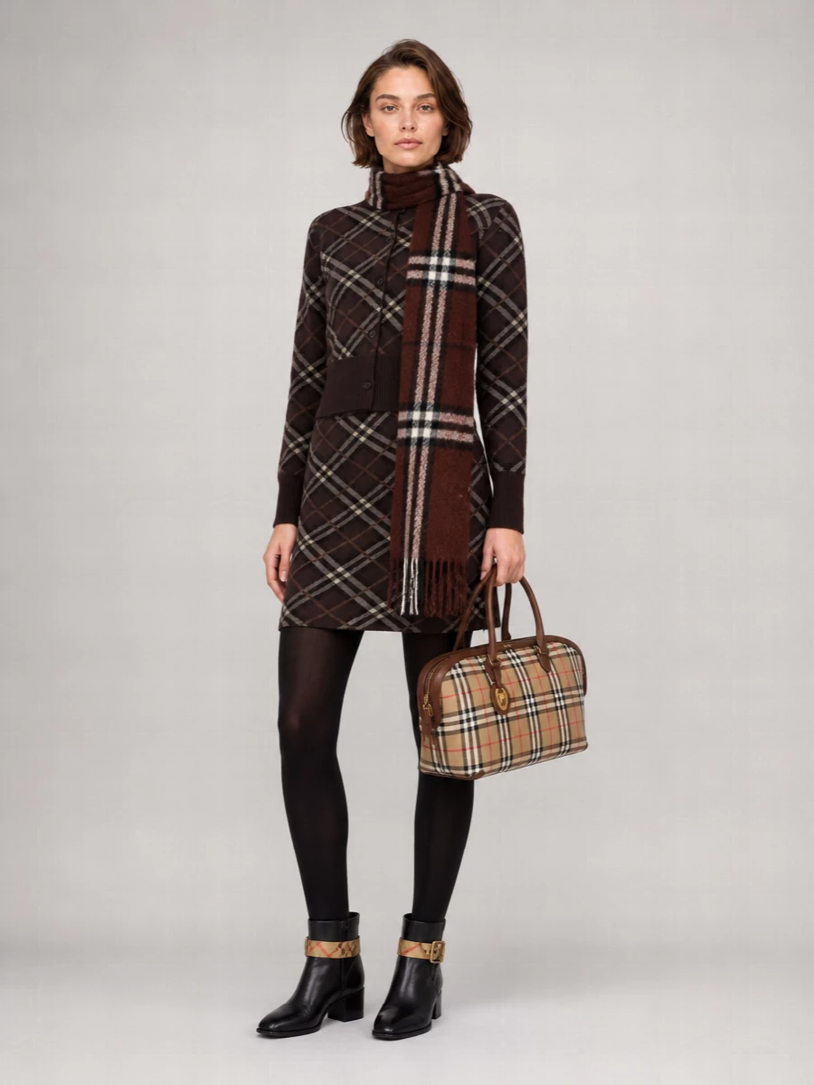 Burberry Alpaca Wool-Blend Check Bouclé Scarf
