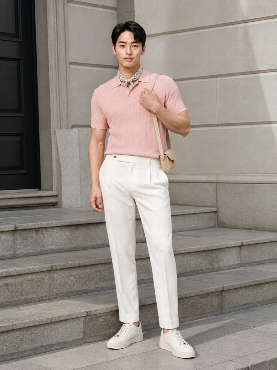 Tagliatore polo pt torino ivory trousers