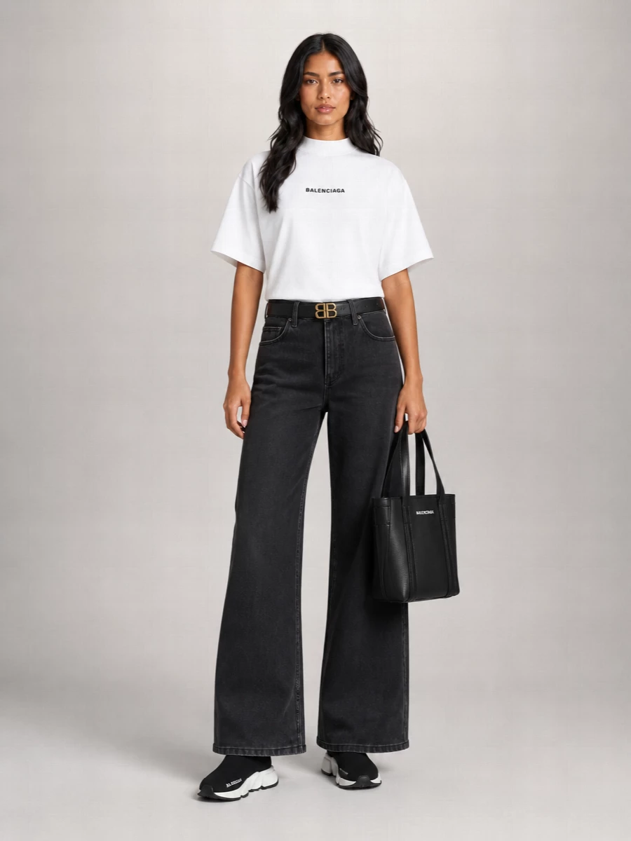 Balenciaga Cotton Ribbed Crewneck Cropped Logo-Embroidered T-Shirt