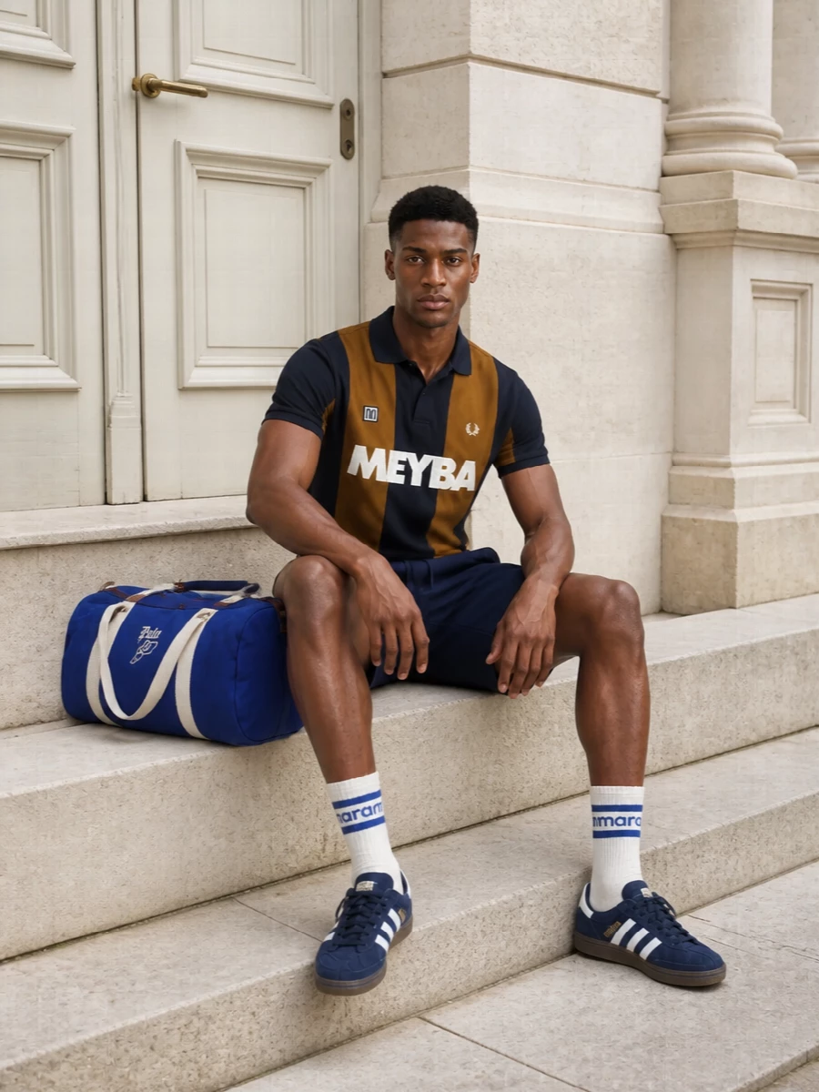 Fred perry striped polo navy shorts adidas sneakers