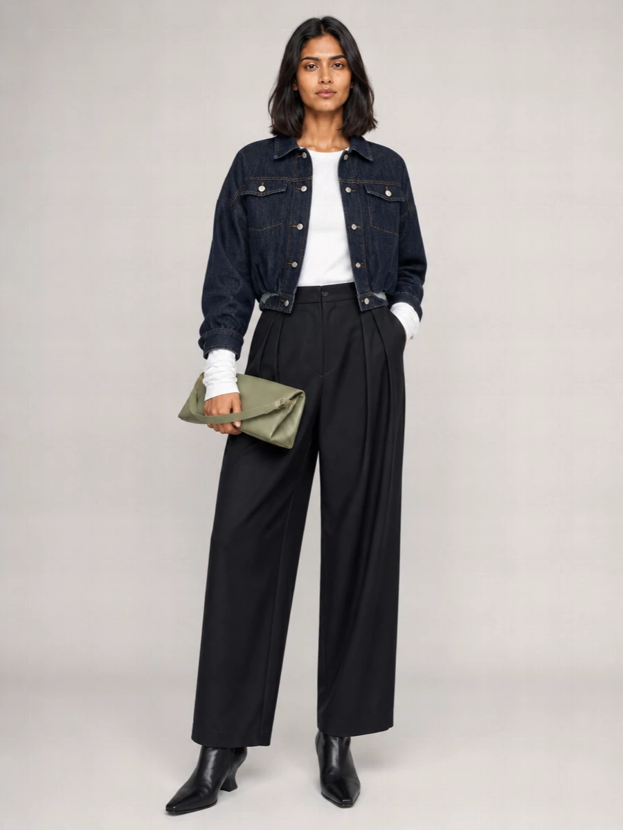 Dries Van Noten Cropped Oversized Denim Jacket