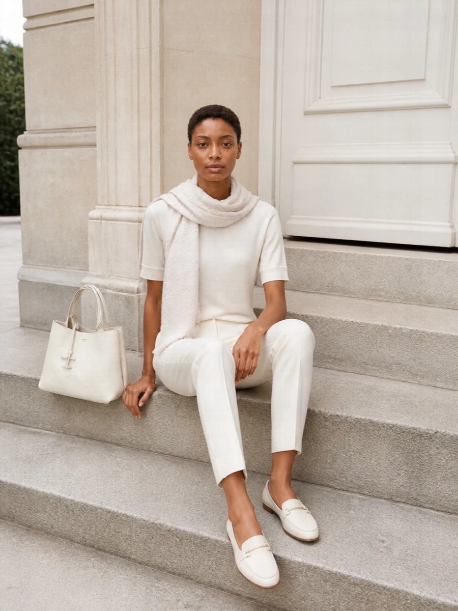 Fabiana filippi ivory outfit tods loafers