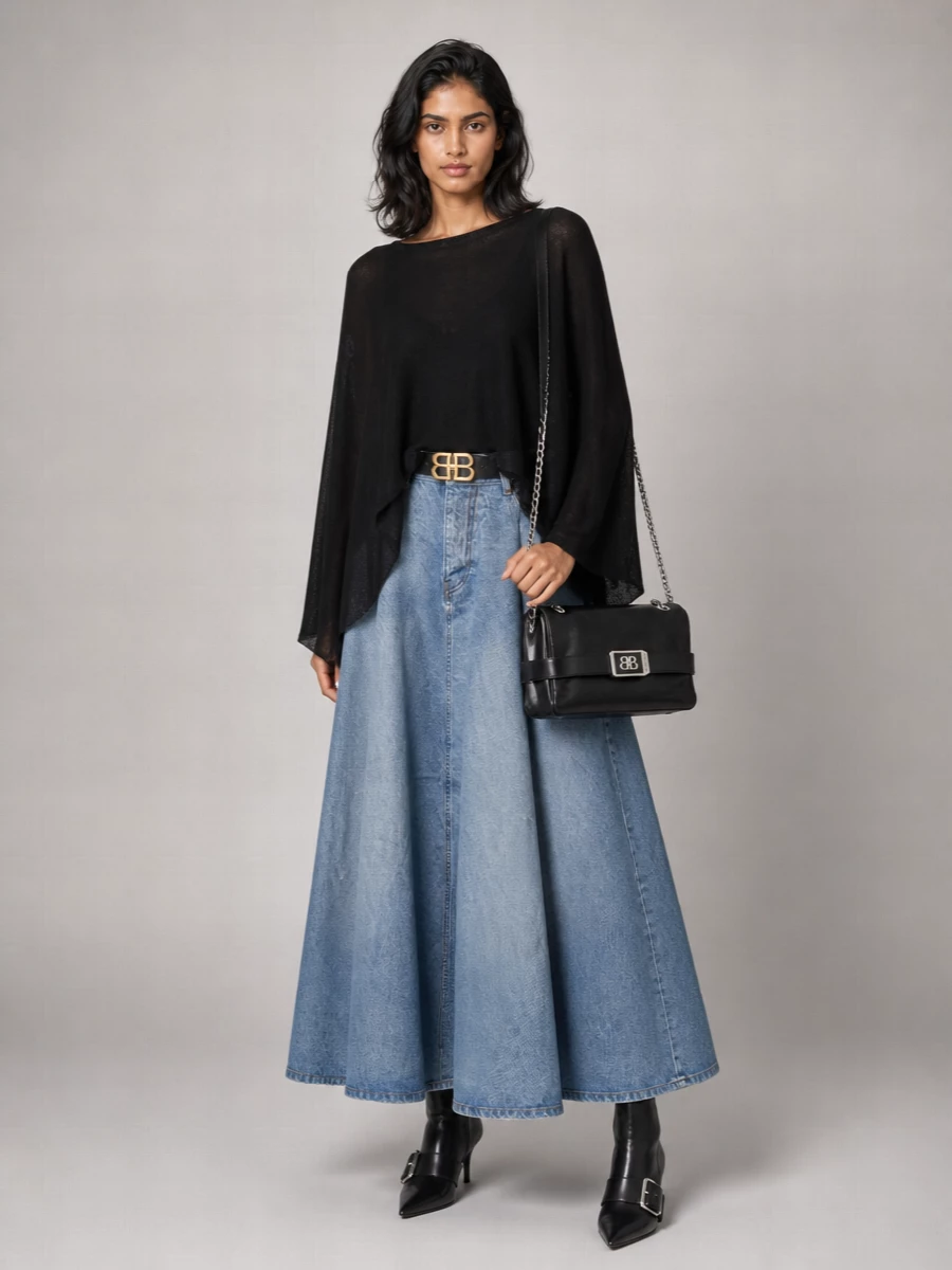 Balenciaga Cotton Long A-Line Skirt