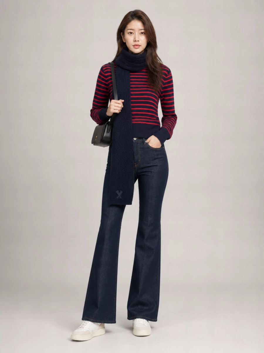 Ami Paris Wool Striped Crewneck Sweater