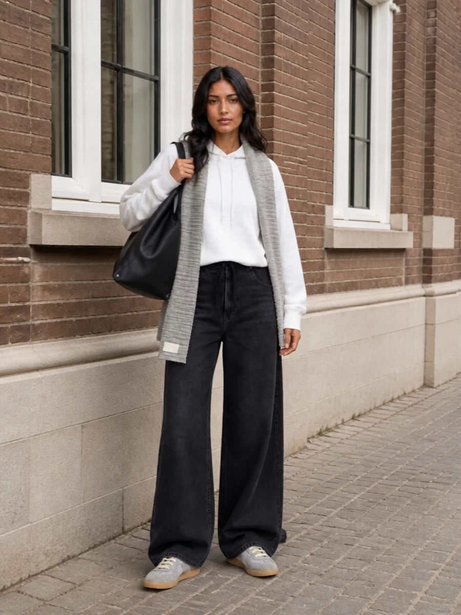 Mm6 maison margiela hoodie wide leg jeans outfit
