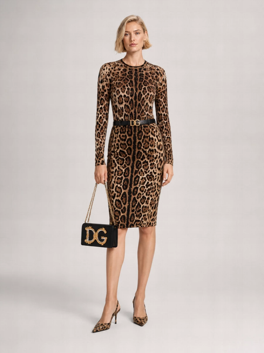 Dolce&Gabbana Leopard-Print Virgin Wool Sweater
