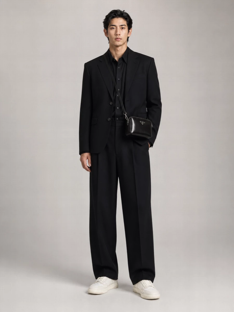 Ami Paris Virgin Wool Oversized Single-Breasted Blazer