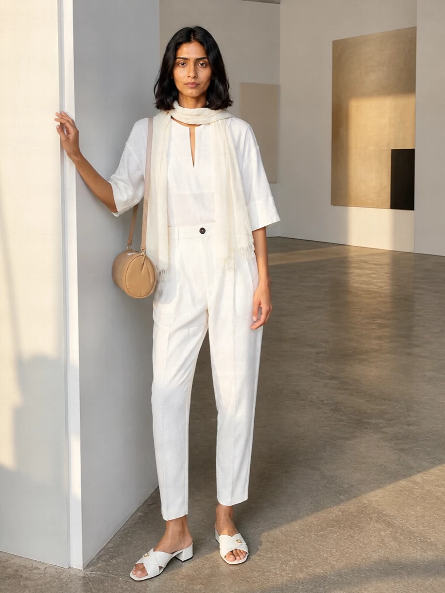 Max mara white trousers prada mules outfit
