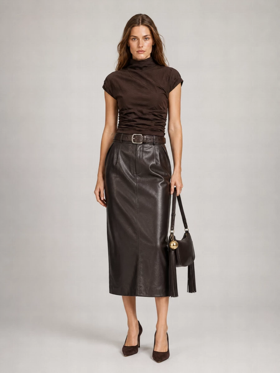 Magda Butrym Draped High-Neck Mini Dress