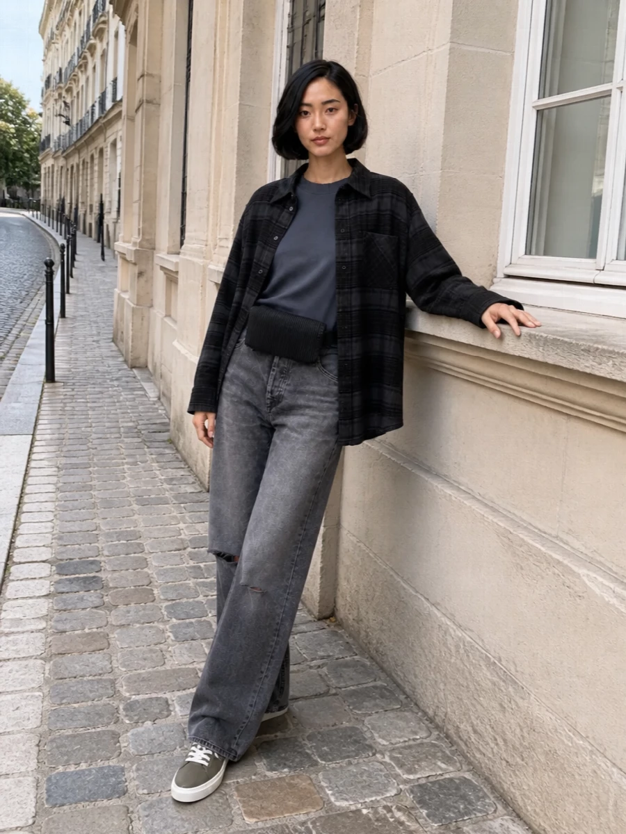 Our legacy overshirt wide leg jeans outfit