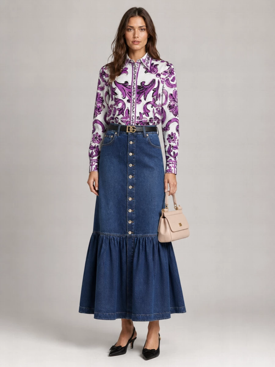 Dolce&Gabbana Denim Maxi Skirt