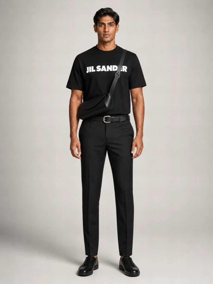 Jil Sander Cotton Boxy Logo Print T-Shirt
