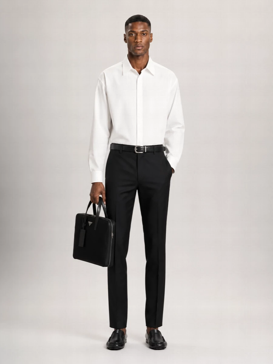 Balenciaga Wool Straight-Leg Tuxedo Pants