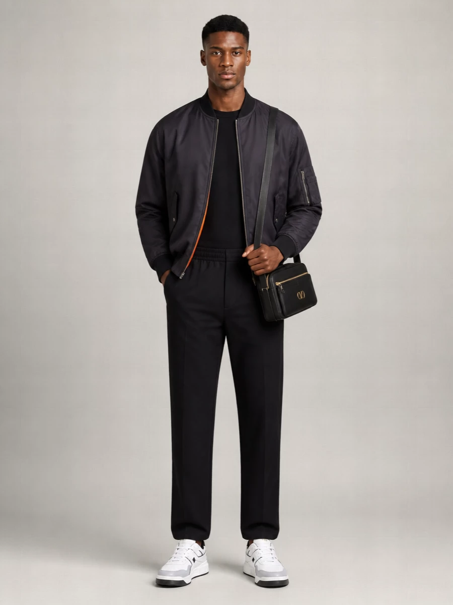 Valentino Iconographe Bomber Jacket With Ribbed Collar