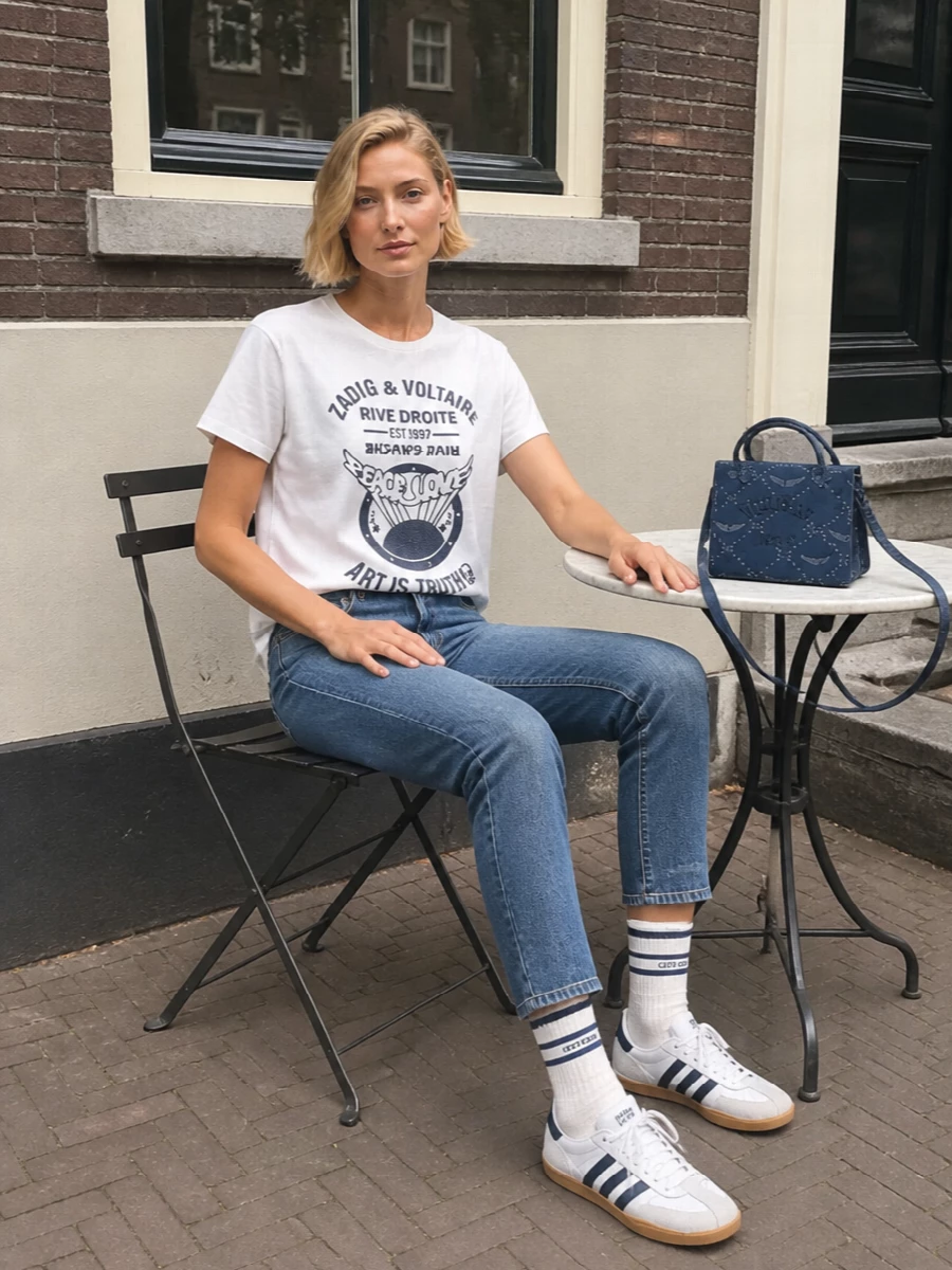 Zadig voltaire tee apc jeans adidas sneakers