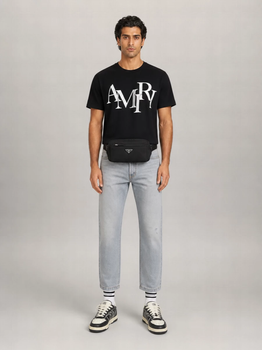 Amiri Cotton Logo Print Short Sleeve T-Shirt