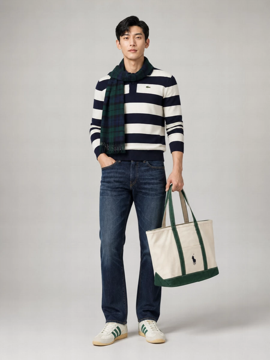 Lacoste Striped Cotton Polo Sweater