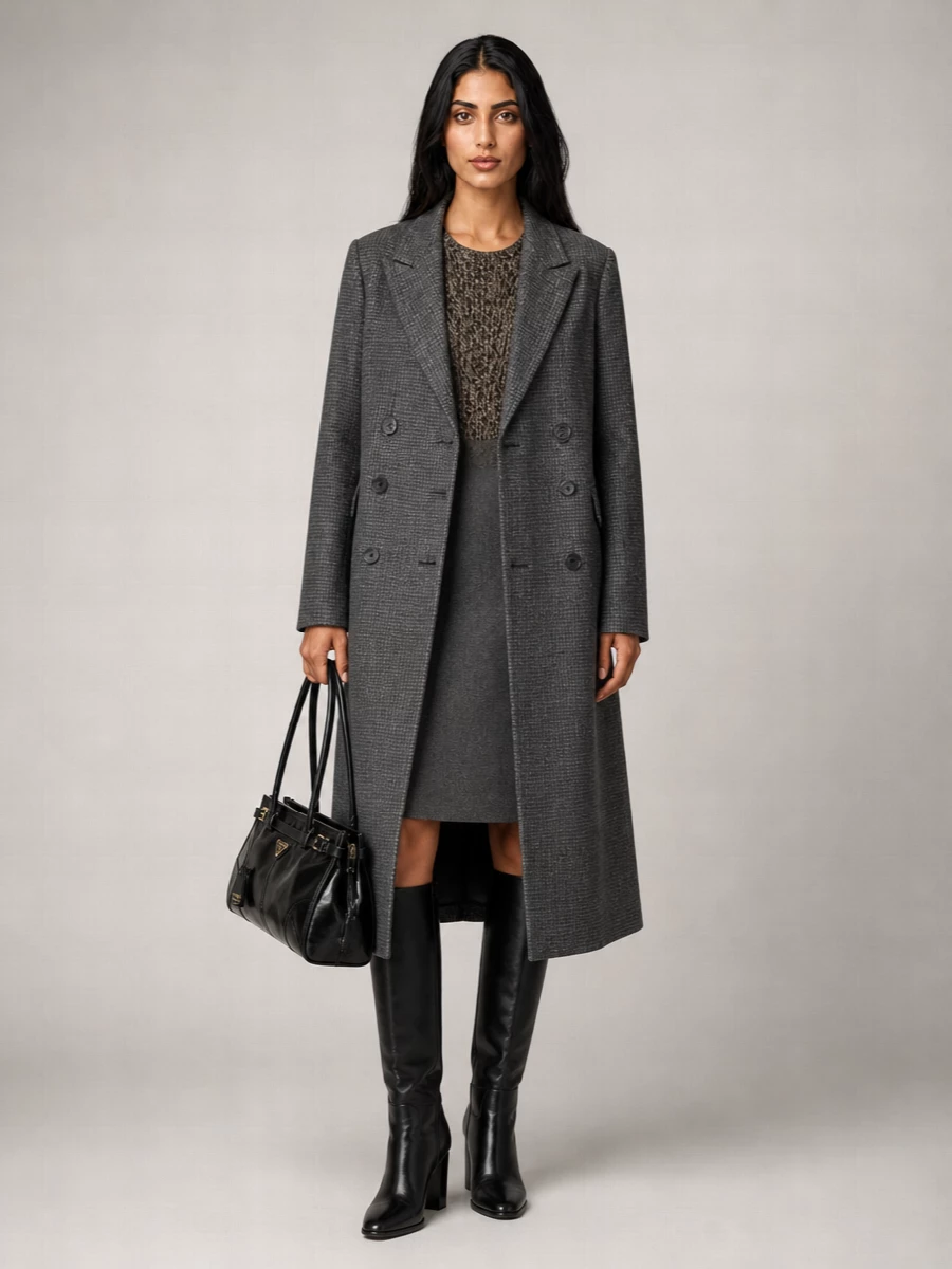 Prada virgin wool checked double-breasted coat