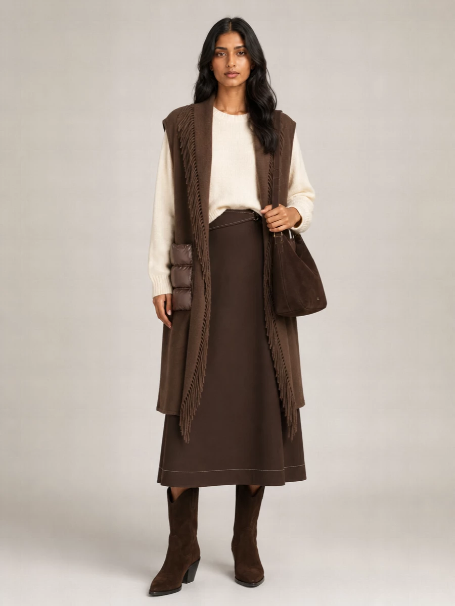 Herno Wool Cashmere Sleeveless Fringed Vest