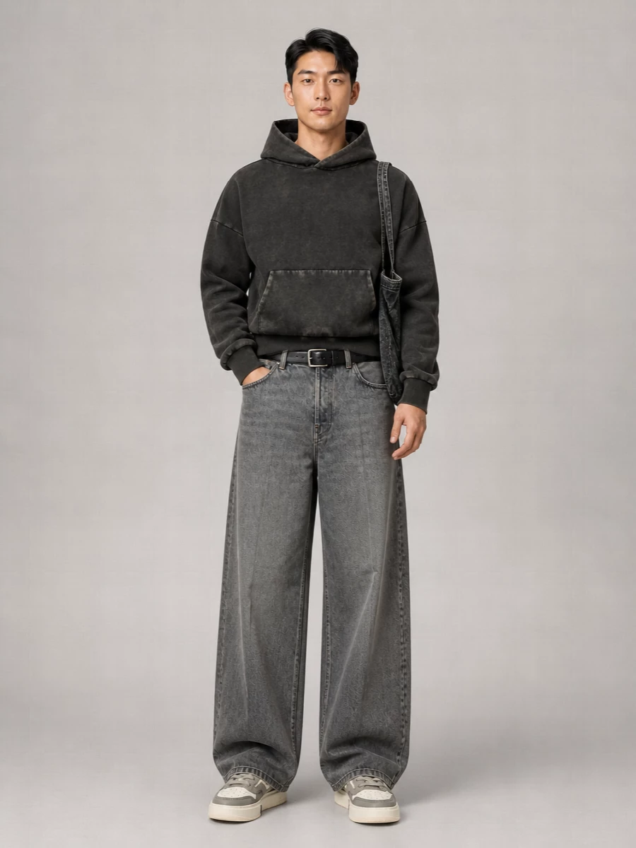 Haikure Denim Wide-Leg Trousers