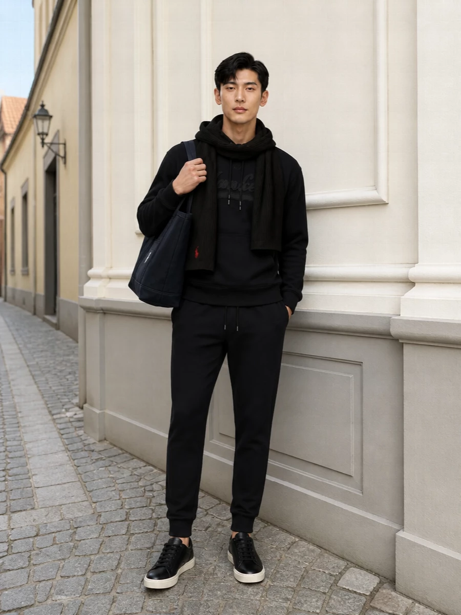 Polo ralph lauren hoodie black joggers sneakers