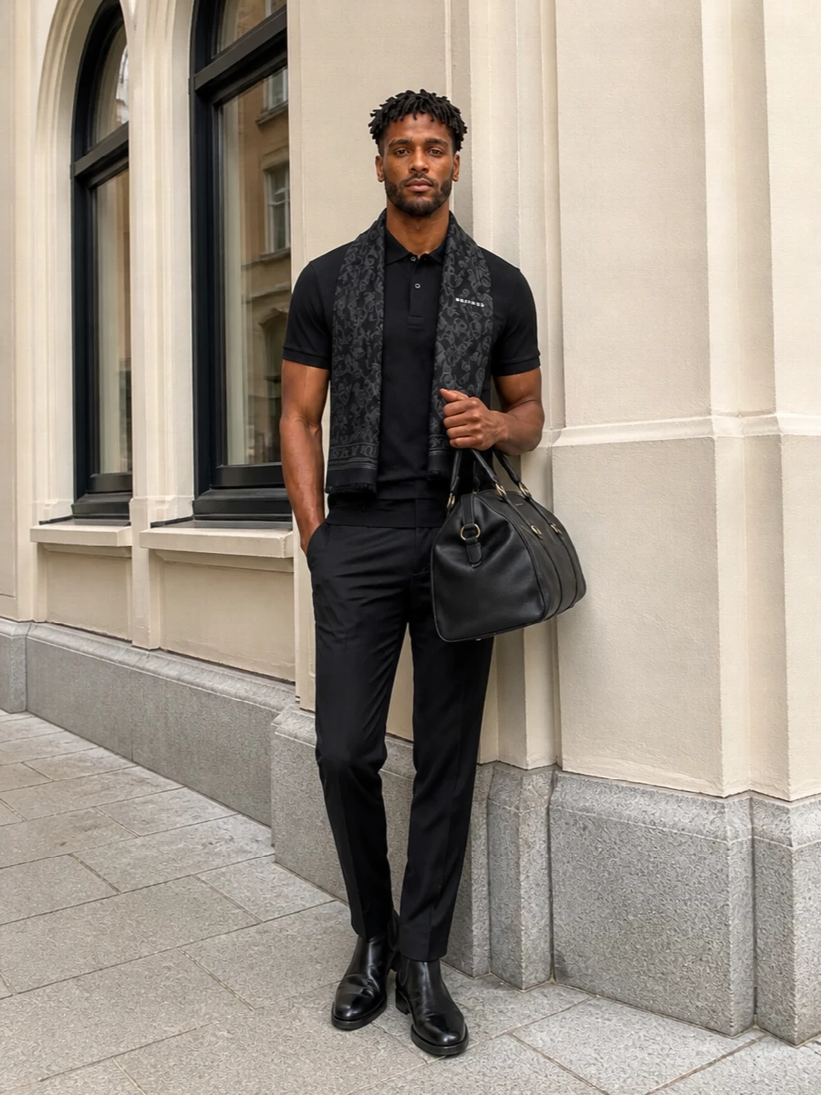 Alexander mcqueen black polo slim trousers boots
