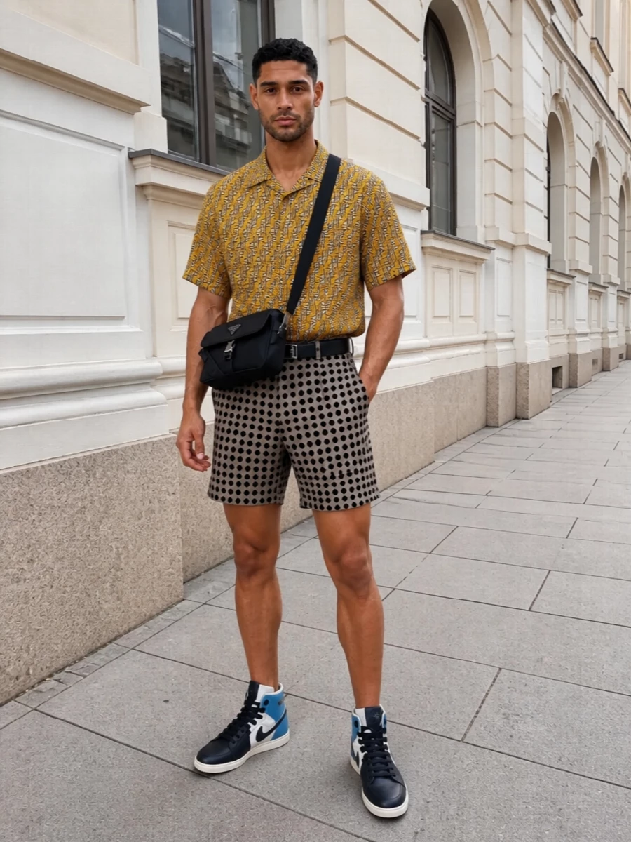 Fendi geometric shirt tailored shorts sneakers