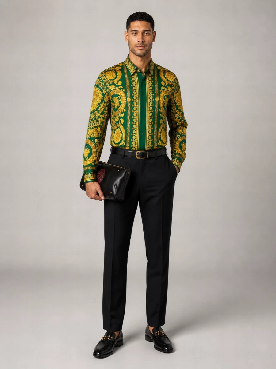 Versace Silk Baroque Print Shirt