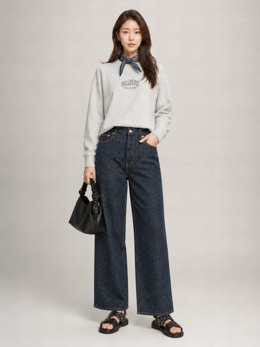 Ganni Organic Cotton Logo-Print Sweatshirt