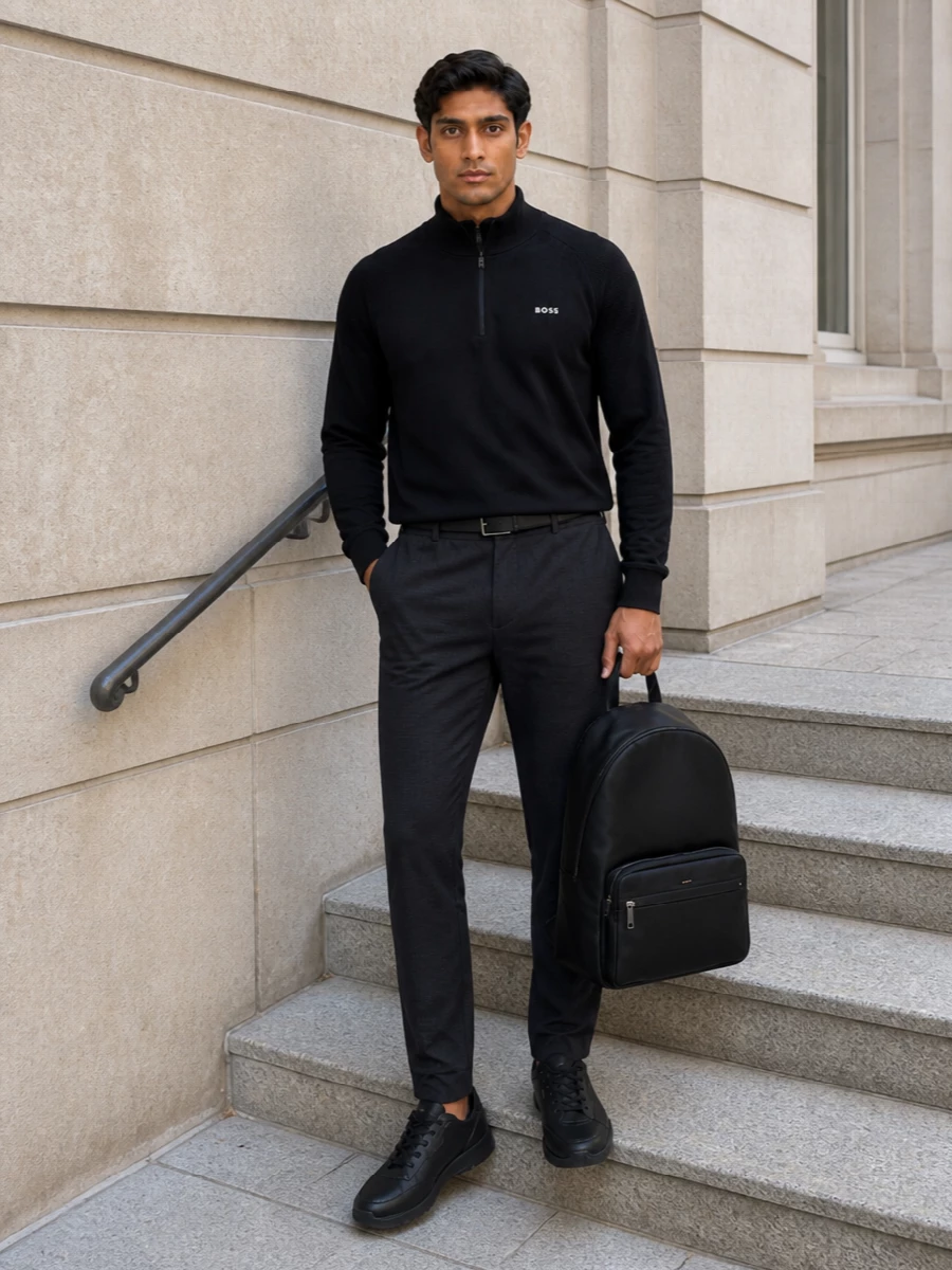 Boss half zip armani joggers black sneakers