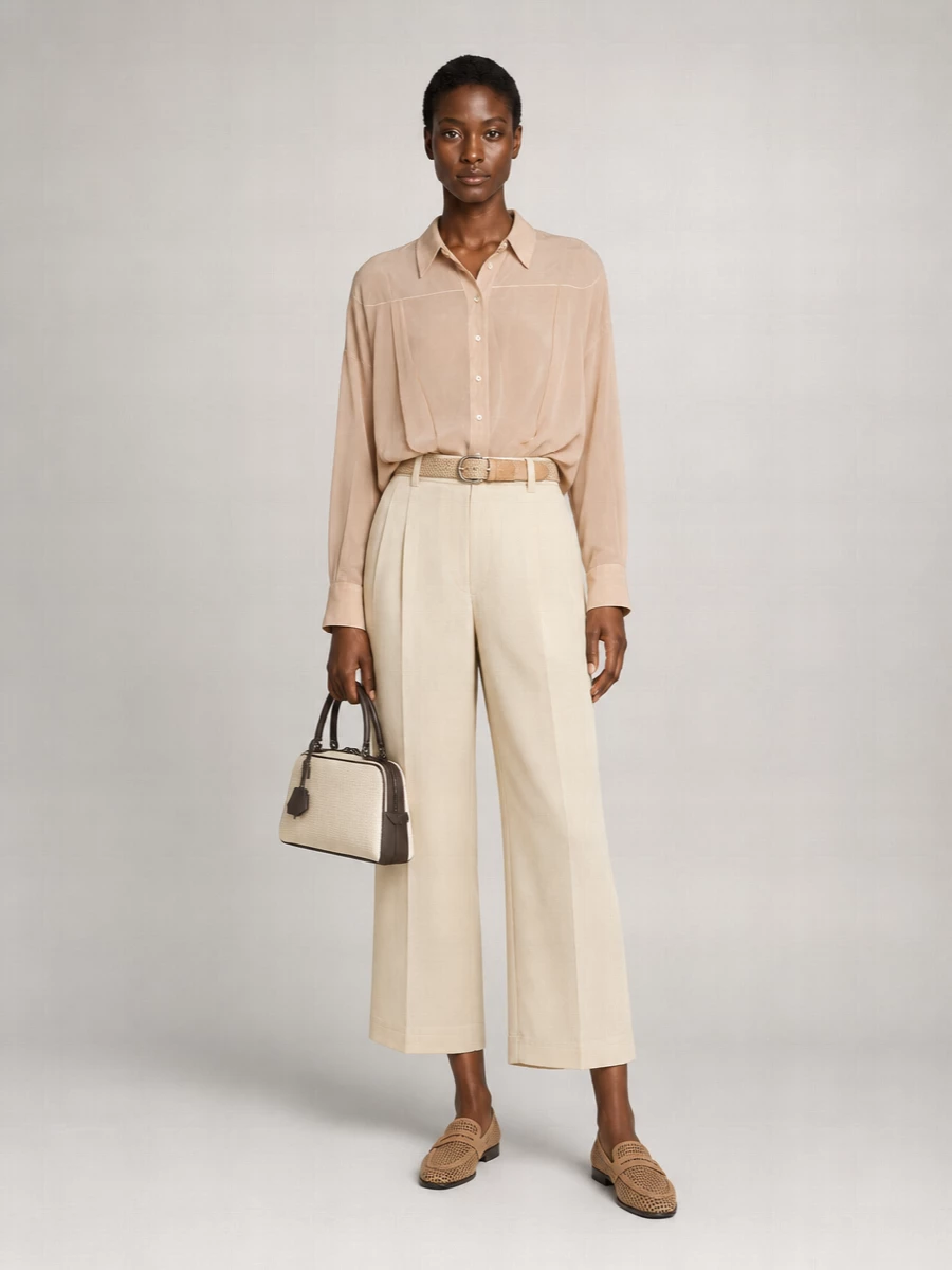 Brunello Cucinelli Cotton-Blend Pleated Wide-Leg Trousers