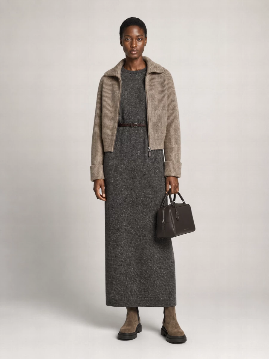 Brunello Cucinelli Cashmere Blend English Rib Knit Cardigan