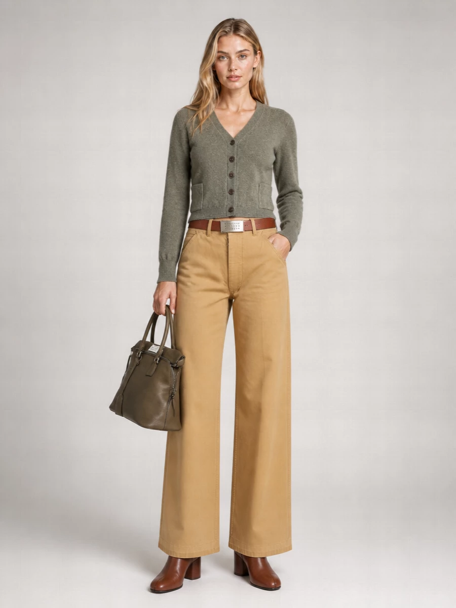 Maison Margiela Cropped V-Neck Wool Cardigan