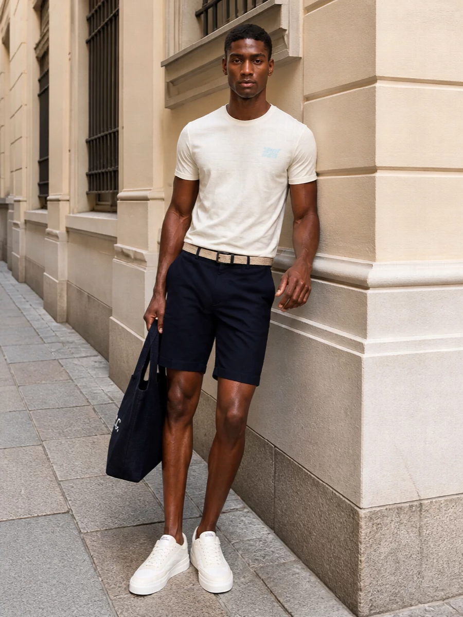 Tommy hilfiger ivory tee navy shorts sneakers