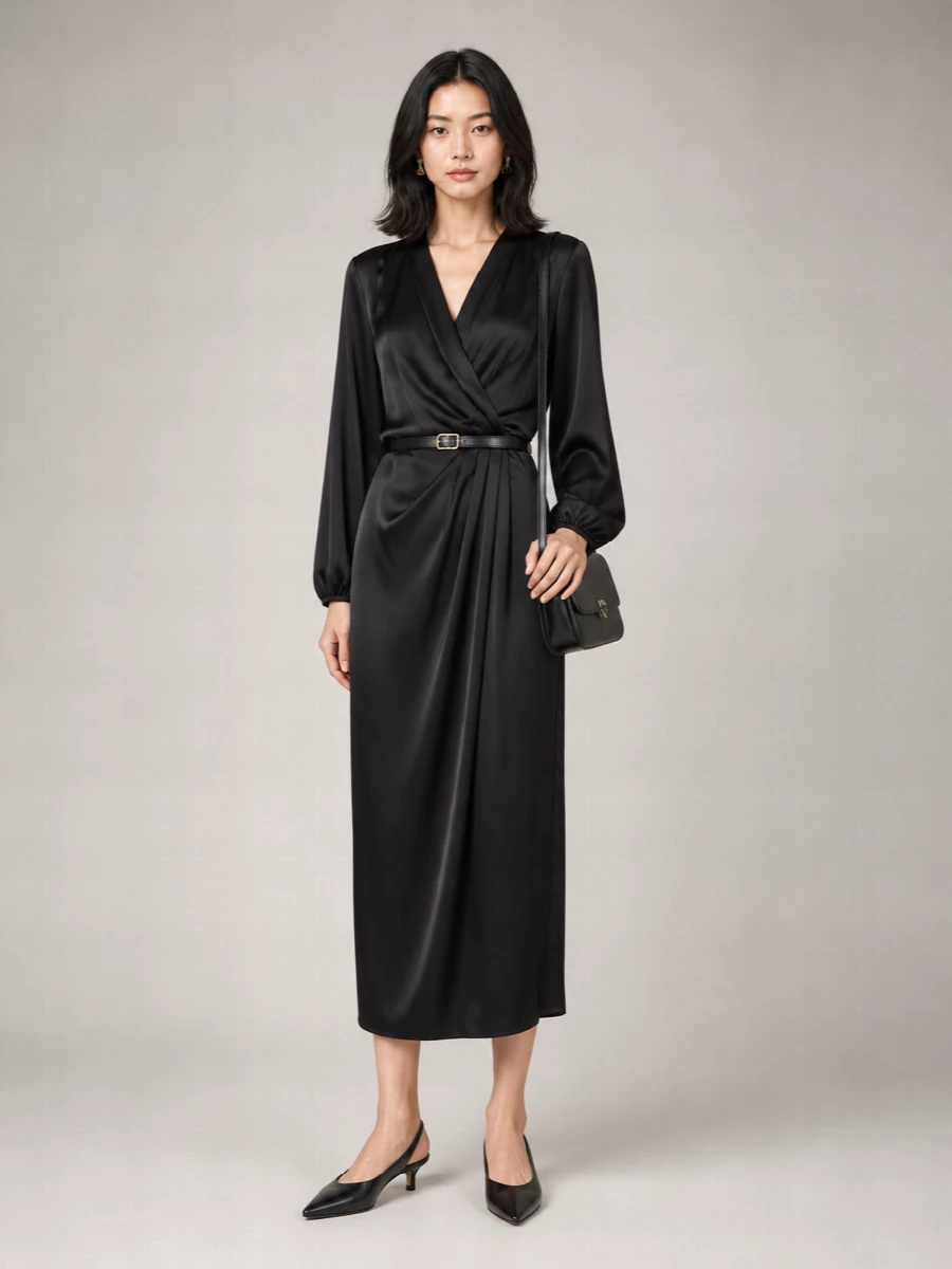 S Max Mara draped v-neck midi dress
