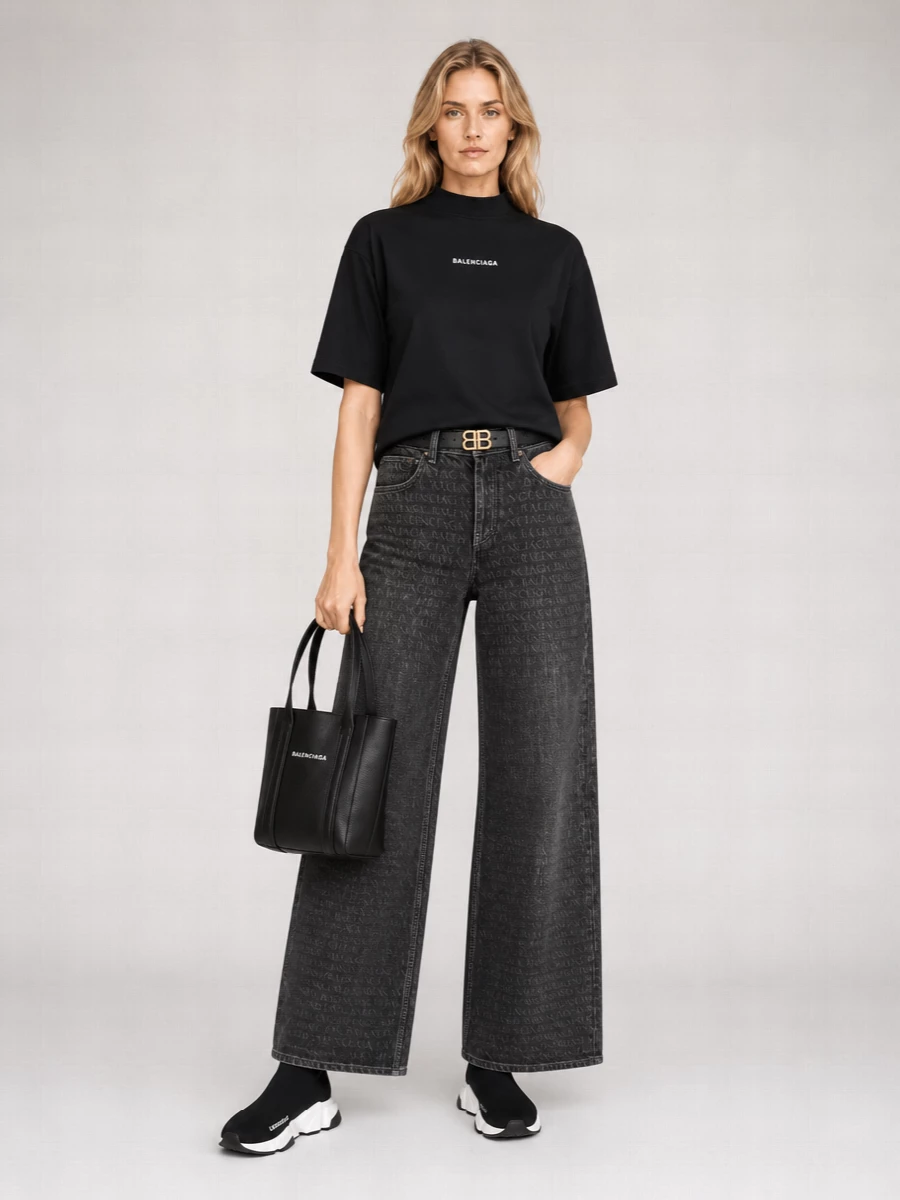 Balenciaga Cotton Cropped Logo-Embroidered T-Shirt
