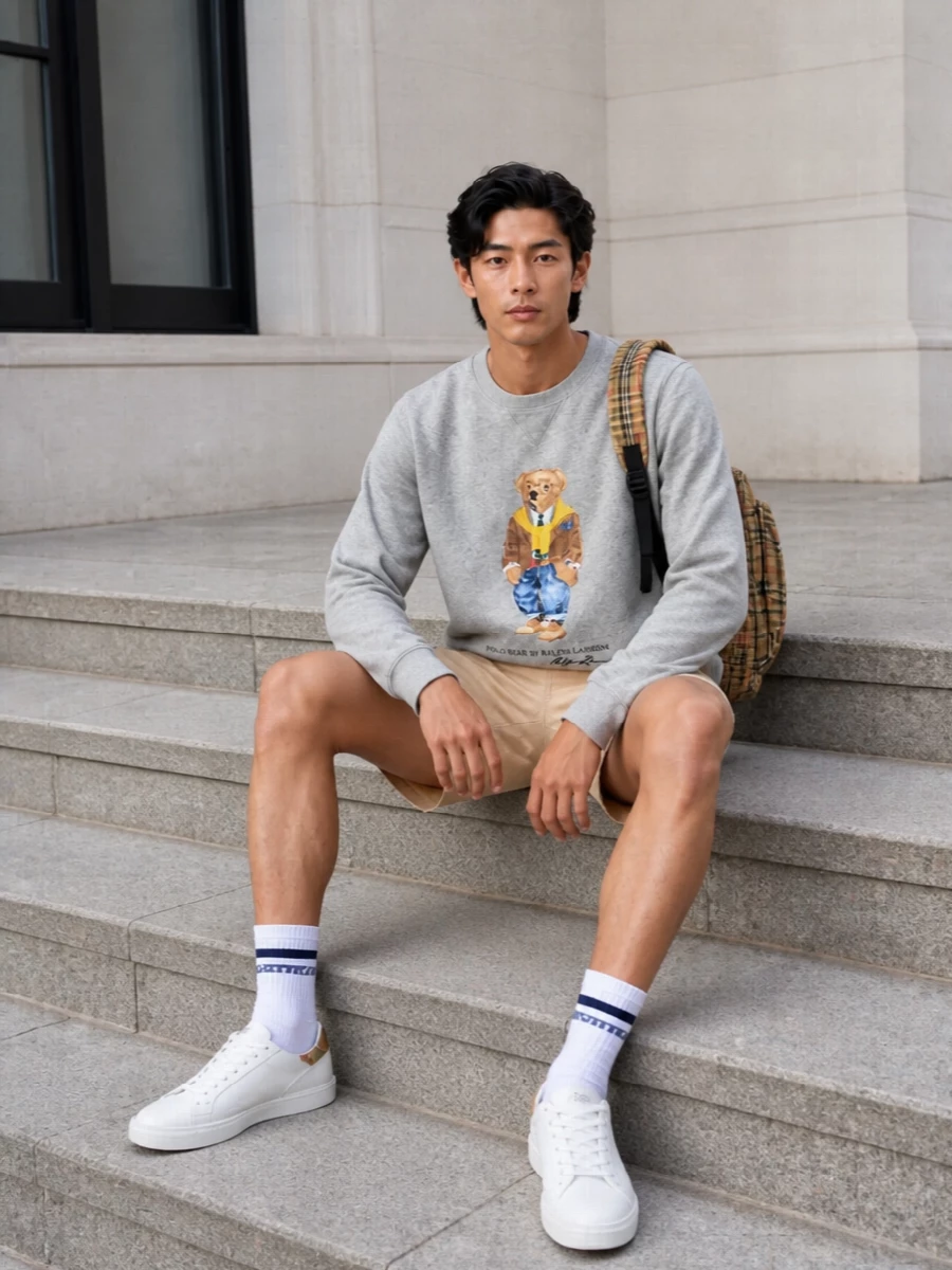 Polo ralph lauren bear sweatshirt outfit shorts