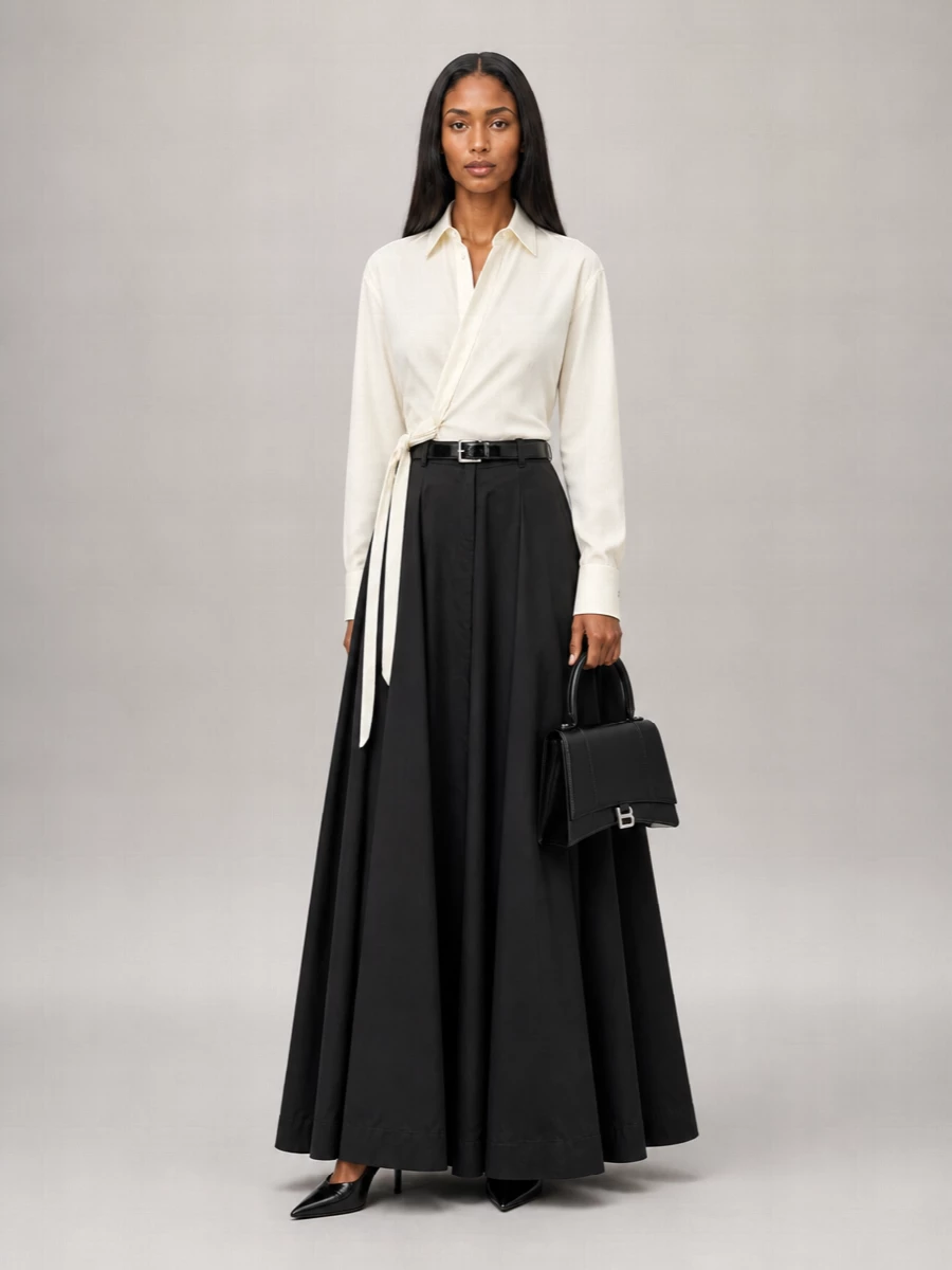 Balenciaga Cotton Maxi Godet Skirt